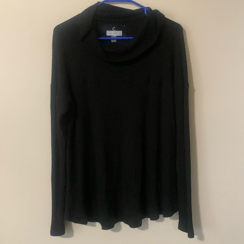 Cupio oversized ribbed black mock/cowl neck lightweight sweater size md EUC - Picture 1 of 4